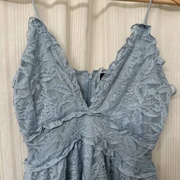 NWT🌀 Fourteen Twelve light blue lace babydoll mini dress - Picture 3 of 10